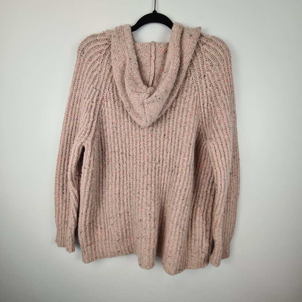 AERIE Womens Open Road Speckled Sweater Hoodie Small Oversized Tan‎ Chunky Knit - Picture 5 of 7